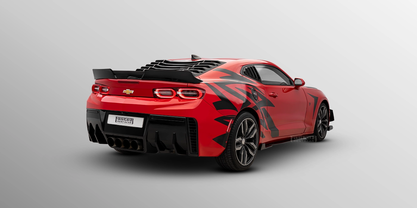 Chevrolet Camaro Red Back Side View